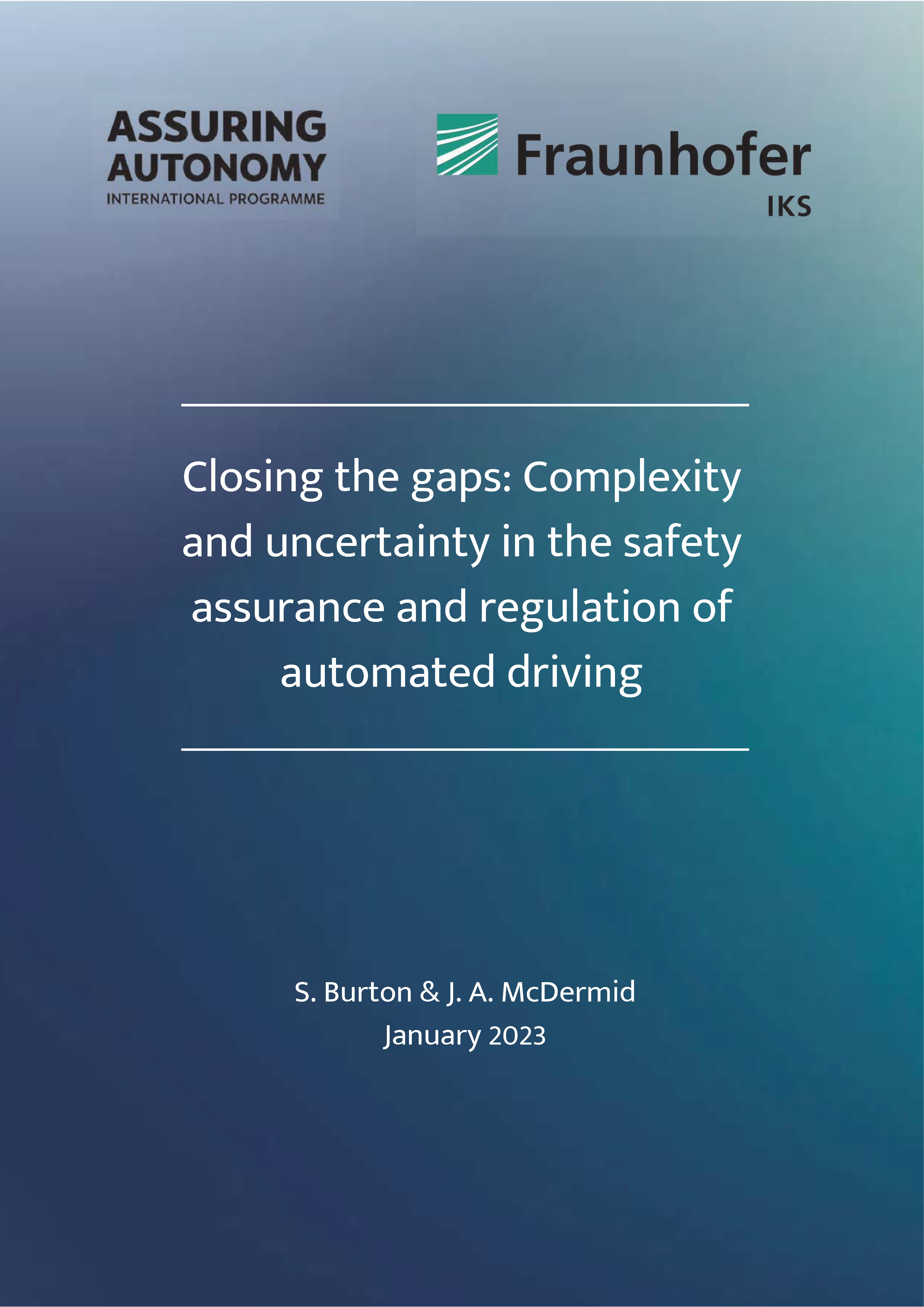 Titelbild des Whitepapers »Closing the caps: Complexity and uncertainty in the safety assurance and regulation of automated driving« Titelbild des Whitepapers »Closing the caps: Complexity and uncertainty in the safety assurance and regulation of automated driving«